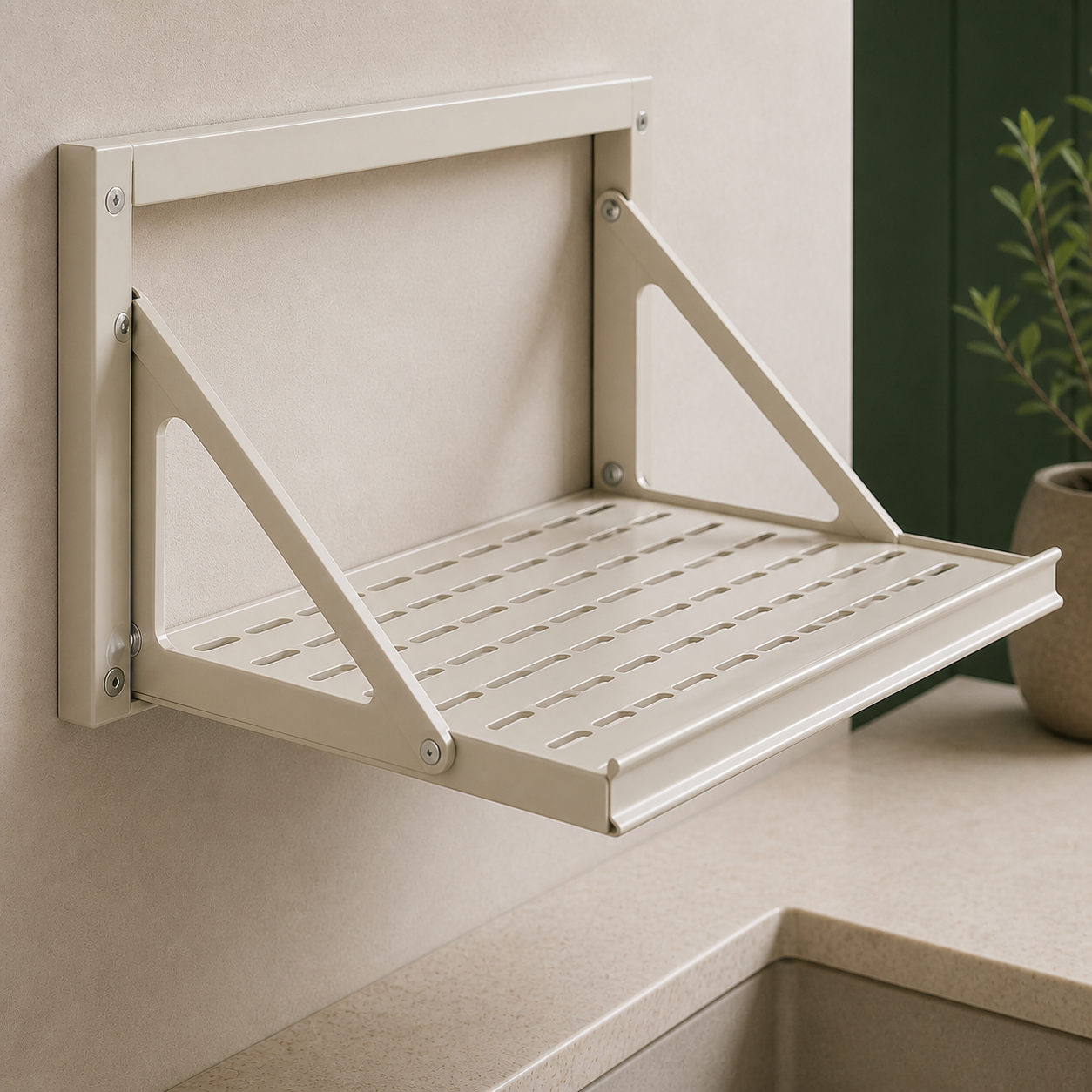Fold-Down Dish Drying Rack — functional construction details