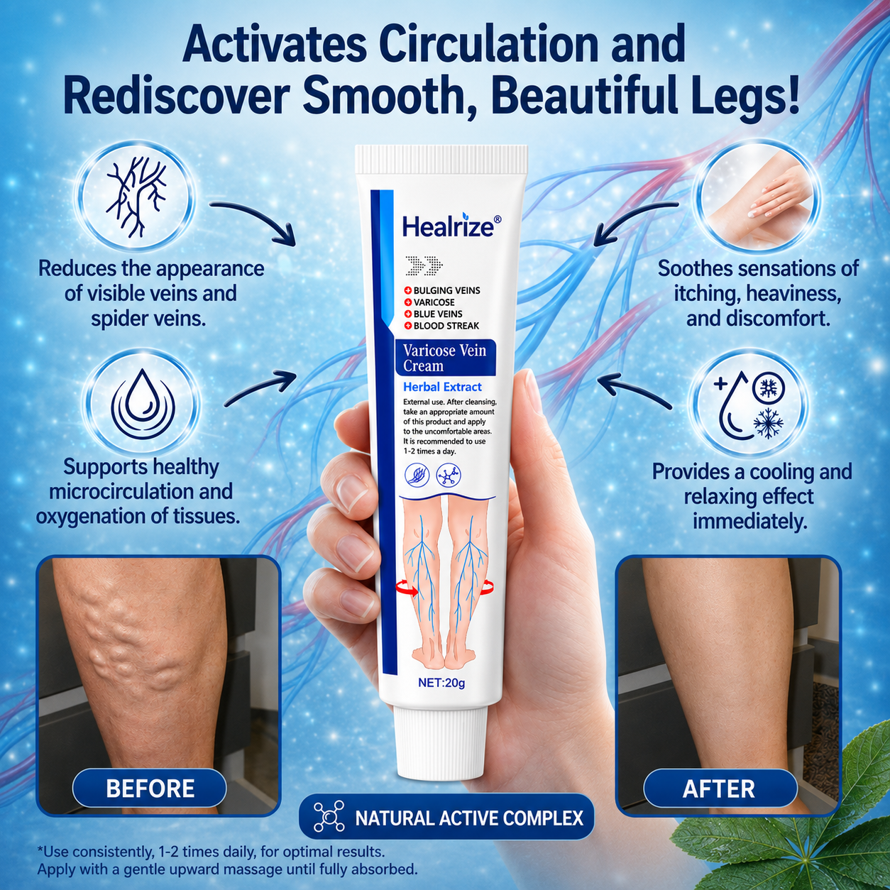Healrize®Varicose Vein & Circulation Cream – Lighter Legs and Visibly Improved Appearance