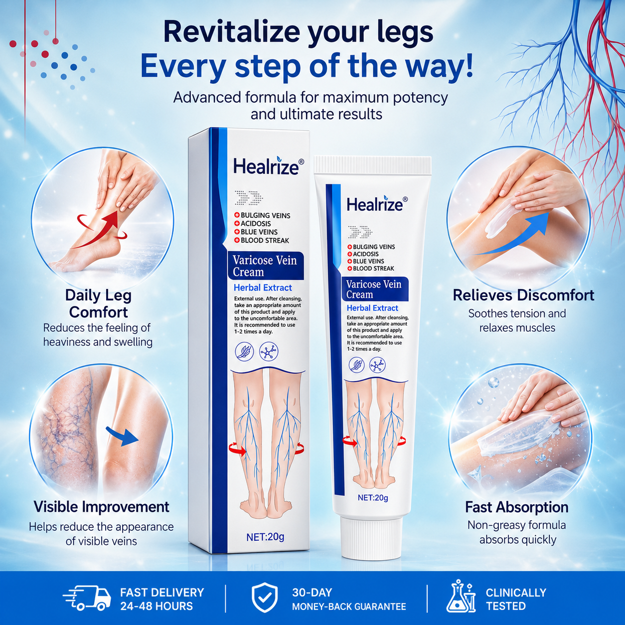 Healrize®Varicose Vein & Circulation Cream – Lighter Legs and Visibly Improved Appearance