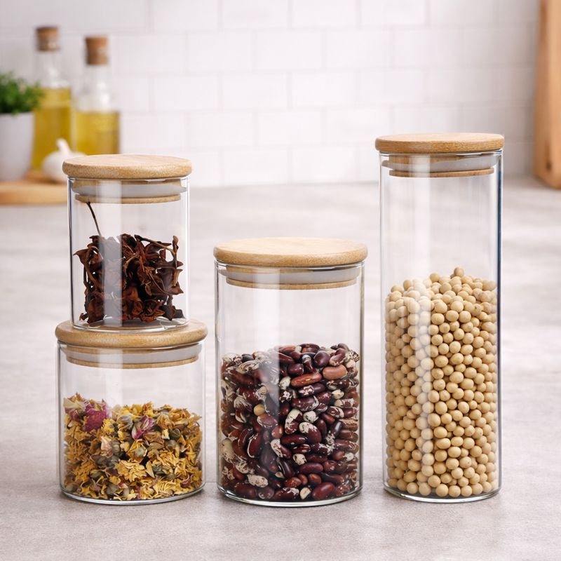 Billhol® Airtight Glass Storage Jars with Wooden Lid