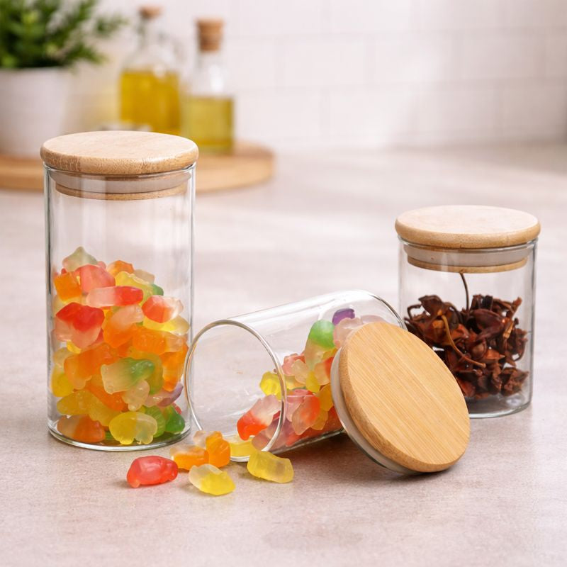 Billhol® Airtight Glass Storage Jars with Wooden Lid