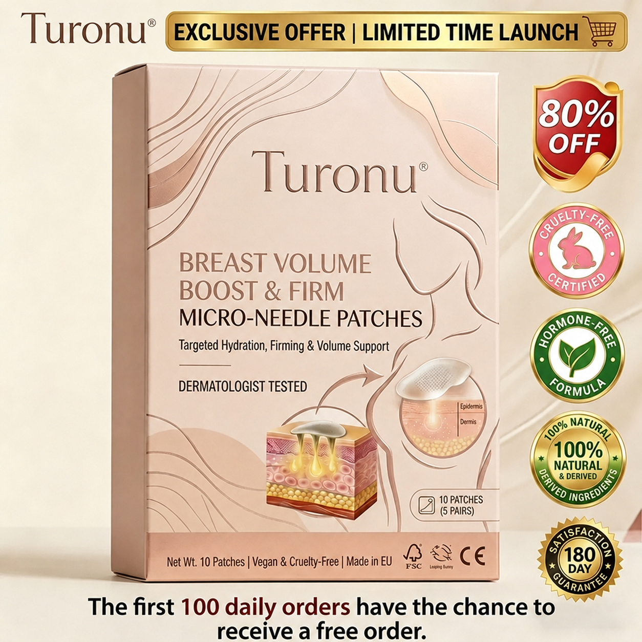 💥Turonu® 👩‍⚕️ Targeted Breast Enhancement Advanced Nano Microneedle Patch💃