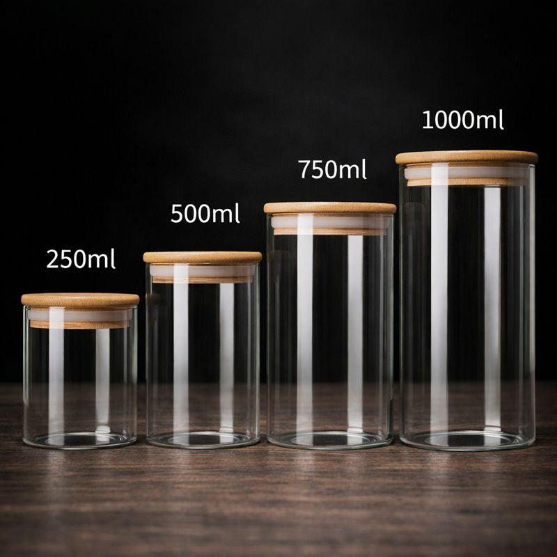 Billhol® Airtight Glass Storage Jars with Wooden Lid