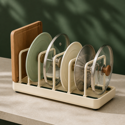 Adjustable Lid Organizer — in everyday use